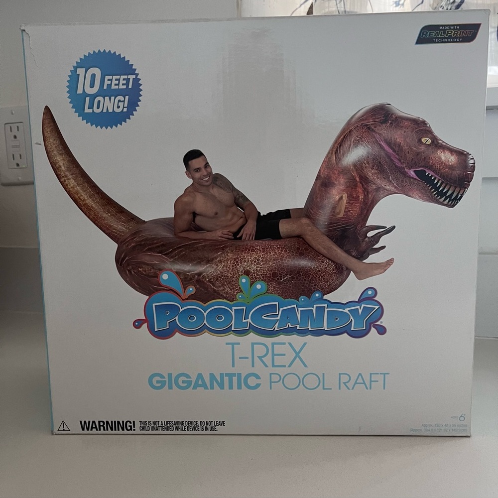 POOL CANDY Gigantic T-Rex Inflatable Beach & Pool Float Raft 120 Inches Long